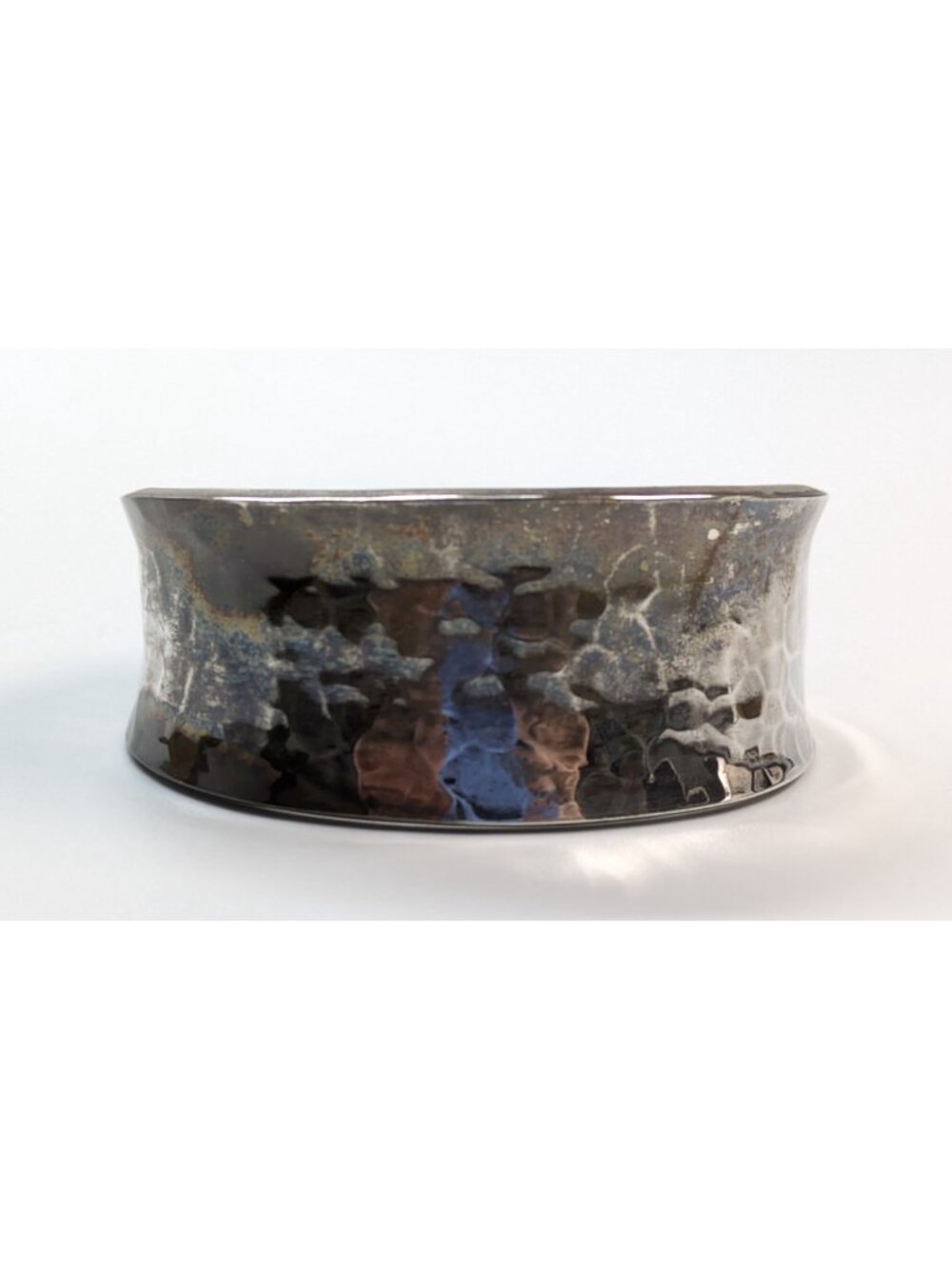 Vintage Mexico Sterling Silver 925 Hammered Cuff Bracelet 1" Wide ~ 26.7g - Picture 2 of 7